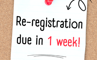 Reminder: Re-registration Packages due in 1 week!